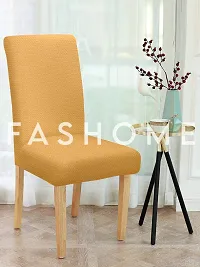 FasHome Yellow Polyester Textured Removable Stretchable Dining Chair Slipcover Seat Protector-Pack Of 8-thumb1