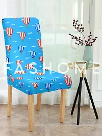 FasHome Blue Polyester Printed Stretchable Removable Dining Chair Covers- Pack Of 2-thumb1