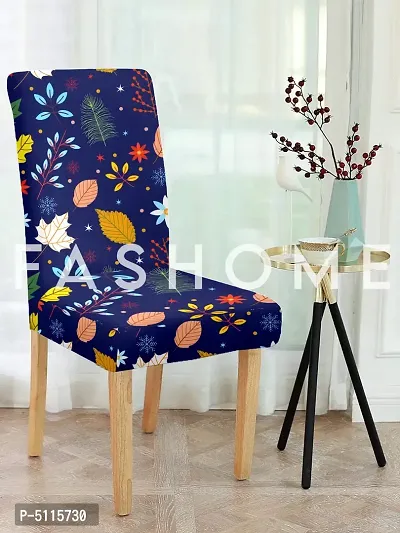 FasHome Multicoloured Polyester Printed Stretchable Removable Dining Chair Covers- Pack Of 4-thumb2