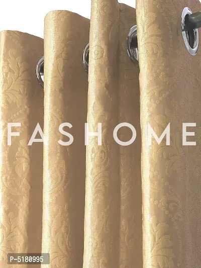 FasHome Heavy Polyester Long Emboss Eyelet Long Door Curtains (Door 4 x 9 Feet, (Pack of 2)-thumb2