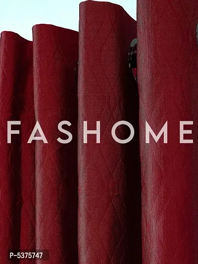 FasHome Polyester Window Curtain 5FT-Pack of 2 -Maroon-thumb2