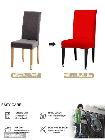 FasHome Beautiful Red Polyester Chair Cover-thumb2