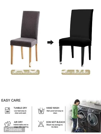 FasHome Beautiful Black Polyester Chair Cover-thumb3