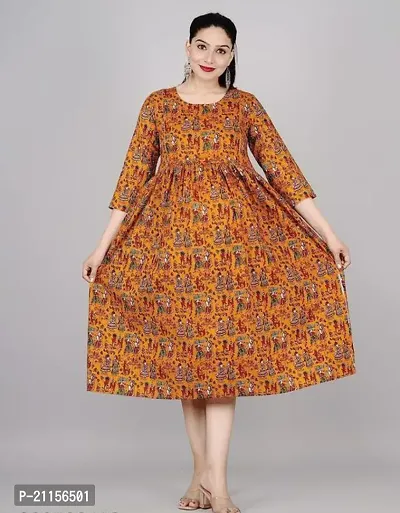 Trendy Yellow Printed Rayon Anarkali Kurta For Women