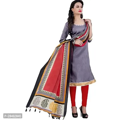 Varad Gray and Red Bhagalpuri Chudidar Suit