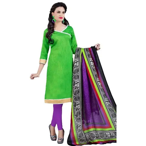 Stylish Multicoloured cotton Printed Dress Material with Dupatta
