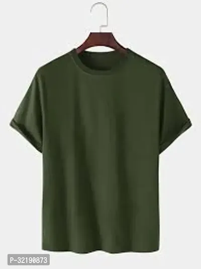 Stylish Polyester Solid Round Neck T-shirt For Men-thumb0