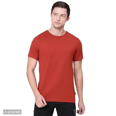 Stylish Red Polyester Solid Tees for Men-thumb0