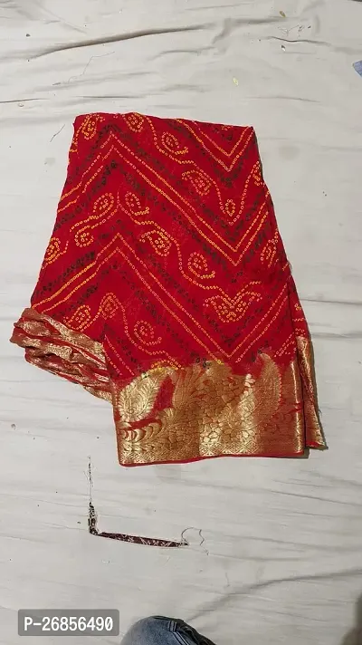 Elegant Red Georgette Saree with Blouse piece For Women