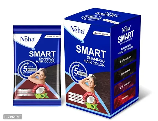 Neha Smart Shampoo Hair Color For Men And Women -20ml - Pack of 10 Dark Brown