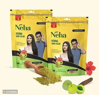 Neha Henna Hair Color - Value Pack 3, 15gm Each (Pack Of 3) (Natural Black)-thumb0