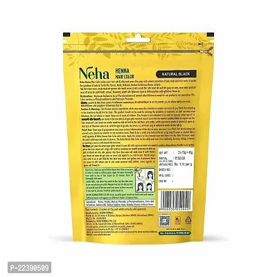 Neha Henna Hair Color - Value Pack 3, 15gm Each (Pack Of 3) (Natural Black)-thumb2