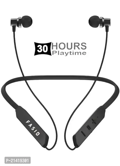 Headphones with Microphone, Bluetooth Headphones with Magnetic Neckband Bluetooth Headset  (Black, In the Ear