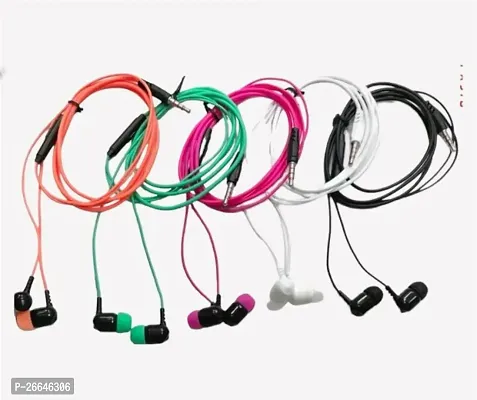 Earphone Bass Earphone with Mic Wired Headset (PACK OF 5)