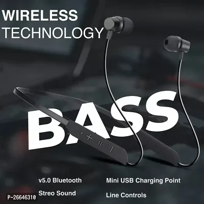 bt max bluetooth neckband 48hr play Bluetooth Headset  (Black, In the Ear)-thumb2