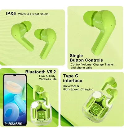 Ultrapods Crystal Transparent Wireless Earbuds Bluetooth 5.3 Air 31 Buds Bluetooth Headset  (Green, True Wireless)-thumb3