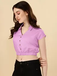 Classic Rayon Solid Crop Tops for Women-thumb1