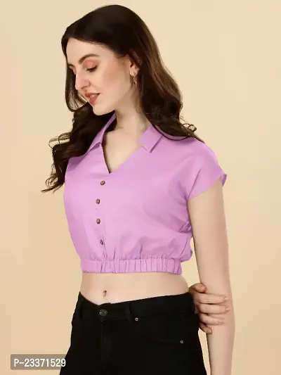 Classic Rayon Solid Crop Tops for Women-thumb2