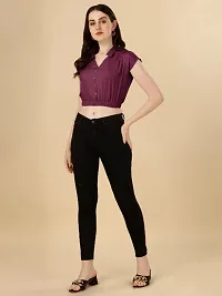 Classic Rayon Solid Crop Tops for Women-thumb2