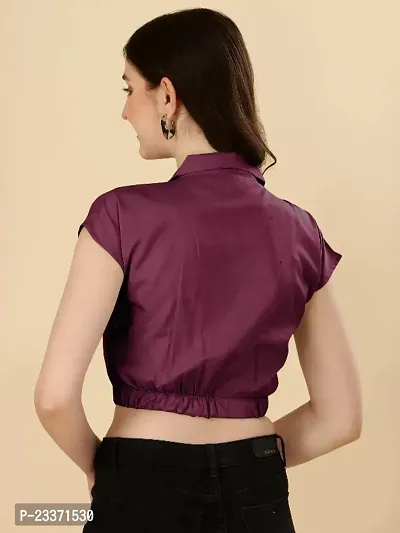 Classic Rayon Solid Crop Tops for Women-thumb4