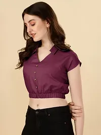 Classic Rayon Solid Crop Tops for Women-thumb1