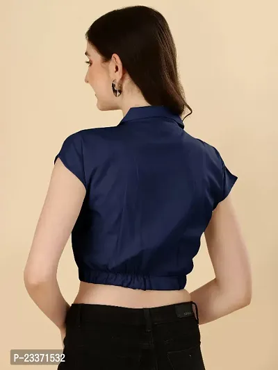 Classic Rayon Solid Crop Tops for Women-thumb3