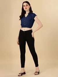 Classic Rayon Solid Crop Tops for Women-thumb3