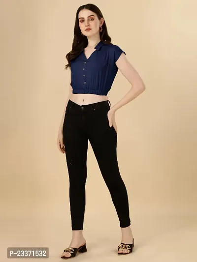 Classic Rayon Solid Crop Tops for Women-thumb4