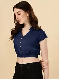 Classic Rayon Solid Crop Tops for Women-thumb1