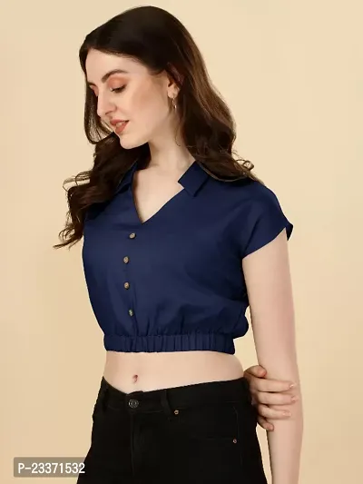 Classic Rayon Solid Crop Tops for Women-thumb2