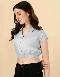 Classic Rayon Solid Crop Tops for Women-thumb3