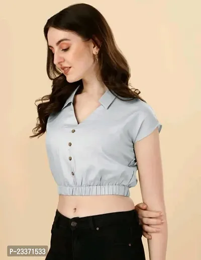 Classic Rayon Solid Crop Tops for Women-thumb4