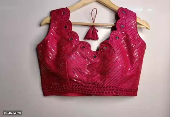 Stylish Brocade Red Stitched Blouses For Women-thumb0