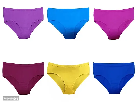 Buy Bralux 100% Cotton Solid Inner Elastic Multi Color Panties for Women  Pack of 6, Womens Cotton Inner wear, Womens Underwear, Ladies Briefs, Ladies  Panties