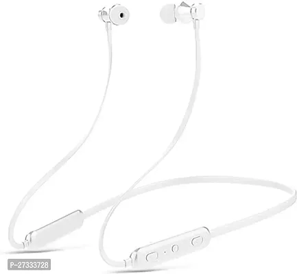 Stylish White In-ear Bluetooth Wireless Neckband-thumb0