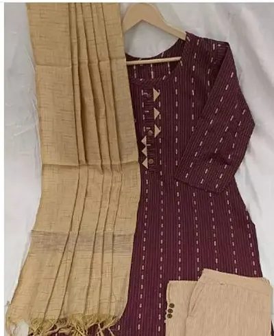 Beautiful Straight Embellished Kurta, Bottom and Dupatta Set For Women