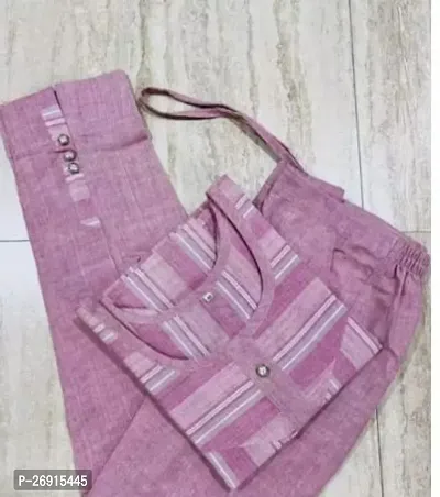 Beautiful Straight Pink Embellished Cotton Kurta Bottom Set For Women-thumb0
