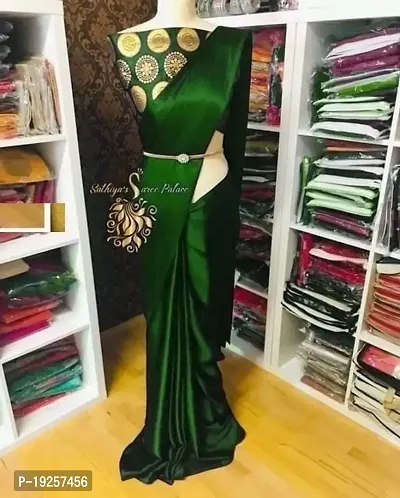 Stylish Satin Solid Saree With Blouse Piece-thumb0