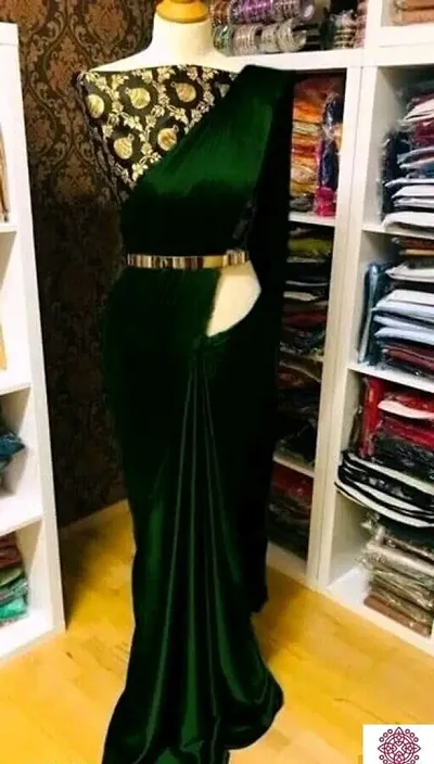 Stylish Satin Silk Solid Saree with Blouse Piece