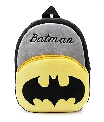 Heaven Decor Batman Soft Velvet Kids School Bag Nursury Class To 5 ( Size - 14 inch ) ( Color - Yellow&black )