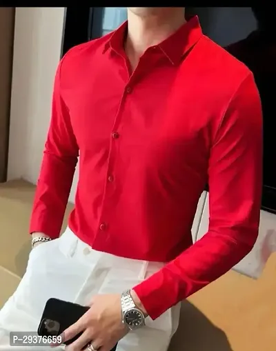 Reliable Red Cotton Solid Long Sleeves Casual Shirts For Men