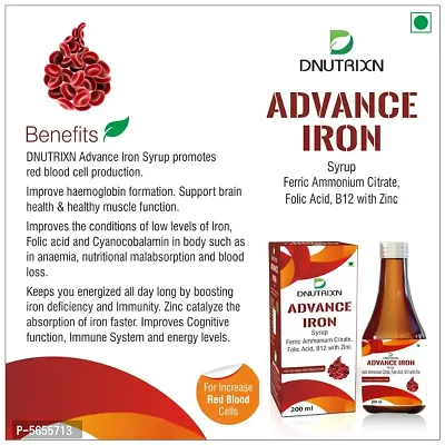 (Pack of 2) Advance Iron Syrup with Zinc and Folic Acid - 200ml | Boost Immunity and Enhance Energy by Increasing Red Blood Cells| Iron Supplement for Hemoglobin-thumb2