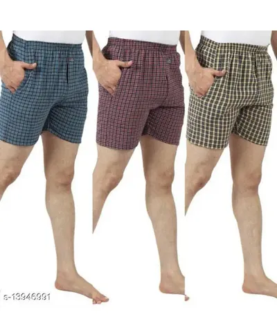 Men's Boxer Blend Checked || Combo pack 3 ||