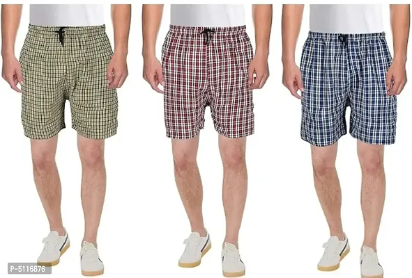 Multicoloured Cotton 3 4Th Shorts For Men-thumb0