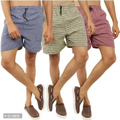 Multicoloured Cotton 3 4Th Shorts For Men