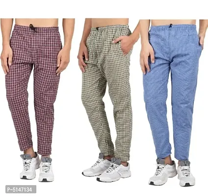 Men's Pyjama cotton Checked Multicoloured combo pack 3-thumb0
