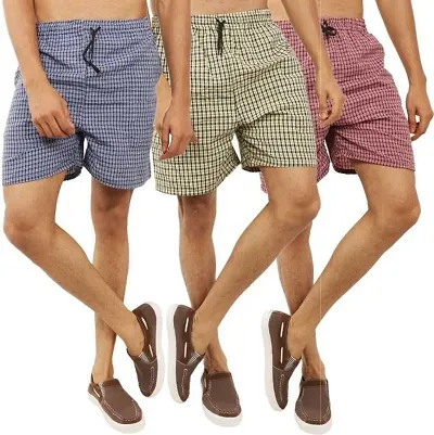 Pack Of 3 Checked Cotton Boxers For Men