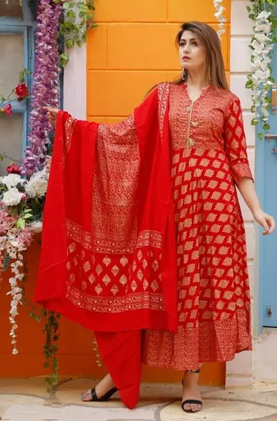 Trendy Rayon Printed Kurta Set