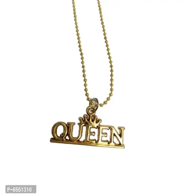 Fashion Science Valentine Gift King Letter Locket with Chain Gold Stainless Steel Necklace Pendant for Men