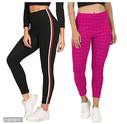 Womens Gym Yoga Sports and Fitness Leggings Stretchable Tights Pack of 2-thumb0